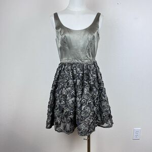 Y2K Niteline Dress Womens Four Petite Mini Silk Party Cocktail 3D Flowers Retro